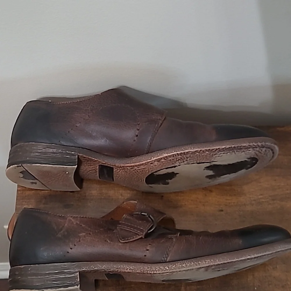 Robert Wayne Dark Brown Distressed Leather SHAWN Loafers size 12D